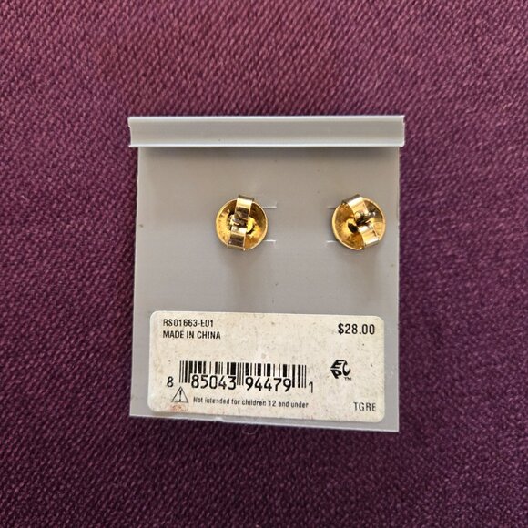 Robert Lee Morris Soho NOS Gold & Grey Moonstone-Look Post Earrings - Picture 4 of 5